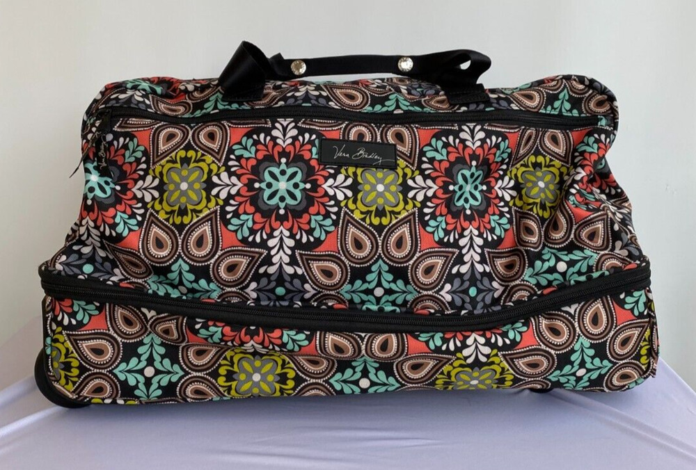 Vera Bradley Rolling Duffel Bag Overnight Weekend Carry On Luggage Sierra